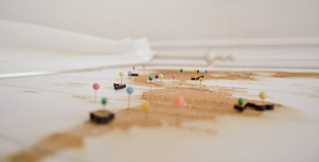 map with pins